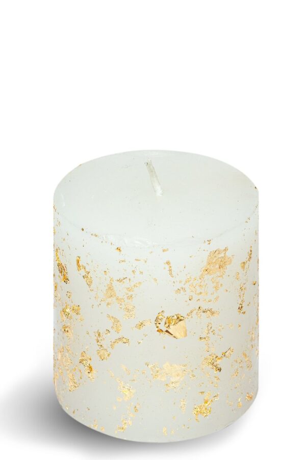 Gold flake pillar candle 3inches
