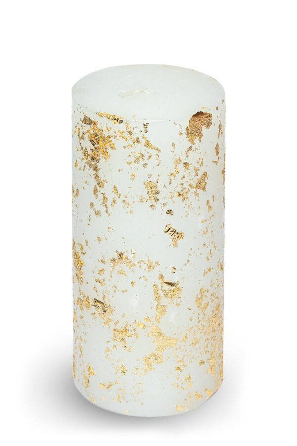 Gold flake pillar candle 6 inches