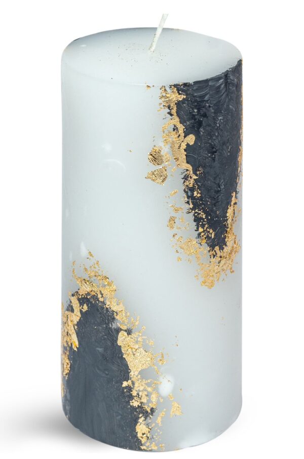 Gold Flake Rustic Pillar Candle 6 inches