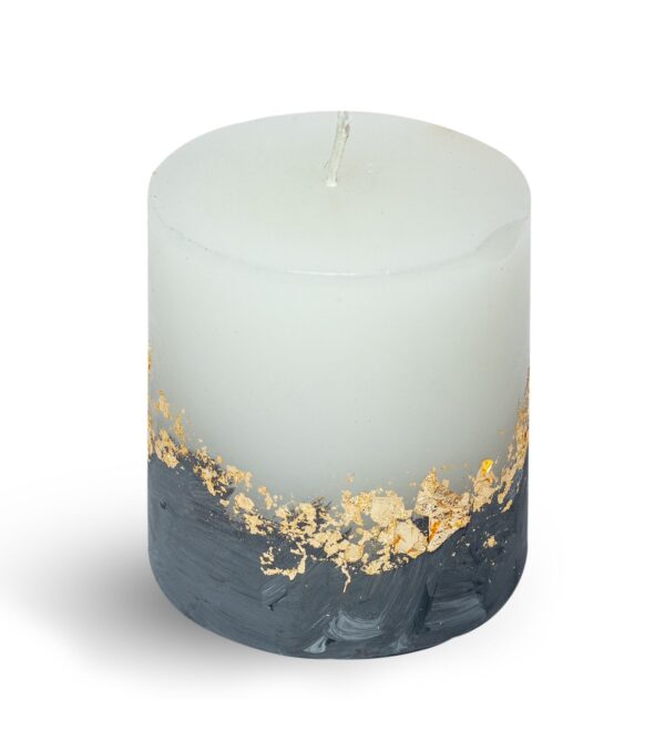 Gold Flake Rustic Pillar Candle 3 inches